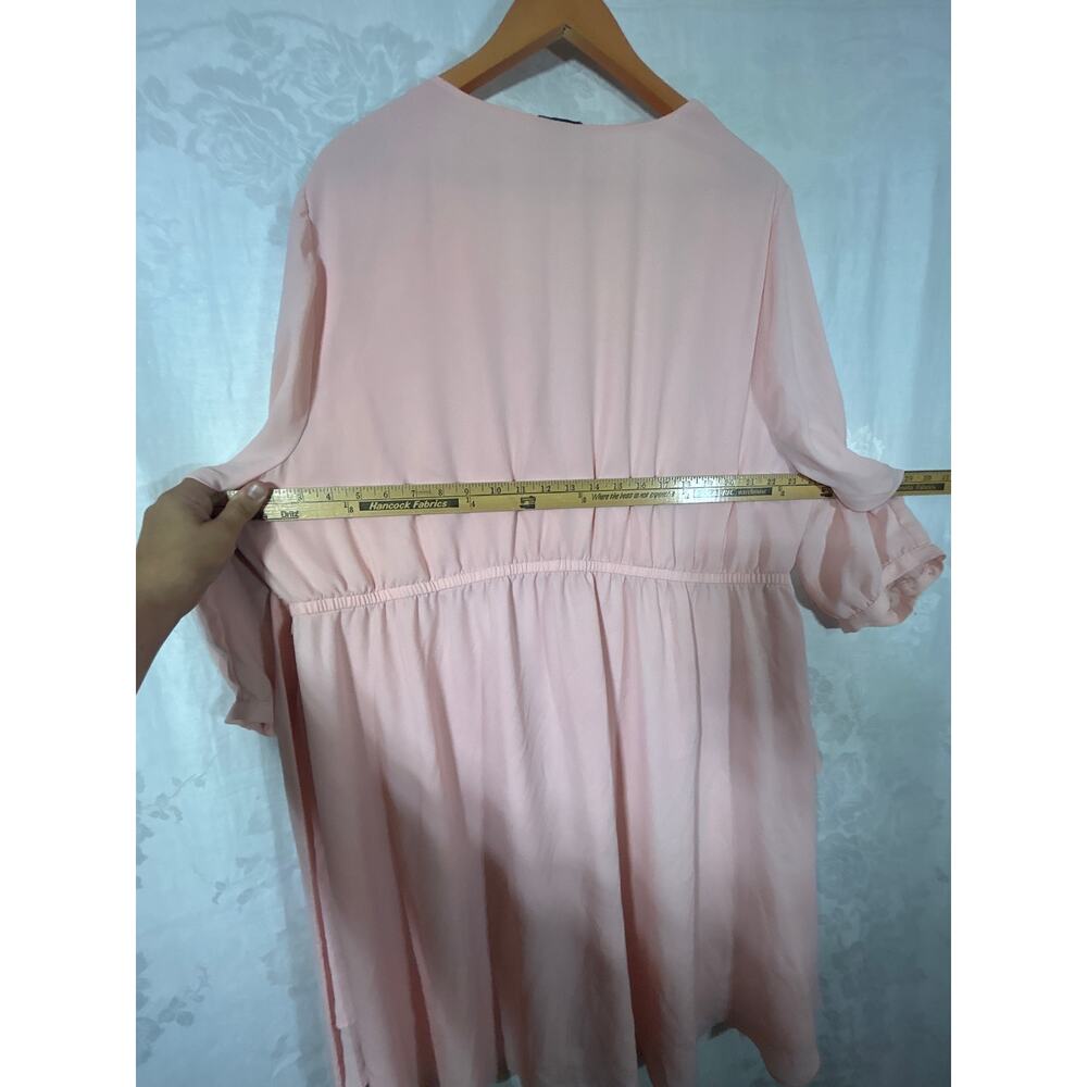 Torrid Wrap Top 3 3X Pink Sheer Ruffle Tunic Mini Dress Long Sleeve Peasant - Picture 9 of 11